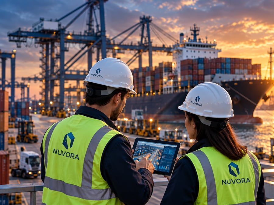 Terminal portuario con grúas y contenedores